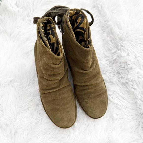 FLY LONDON | Yebi Wedge Boot Booties Shoes Brown Taupe Tie | Size 38, US 7.5-8 - Picture 4 of 8